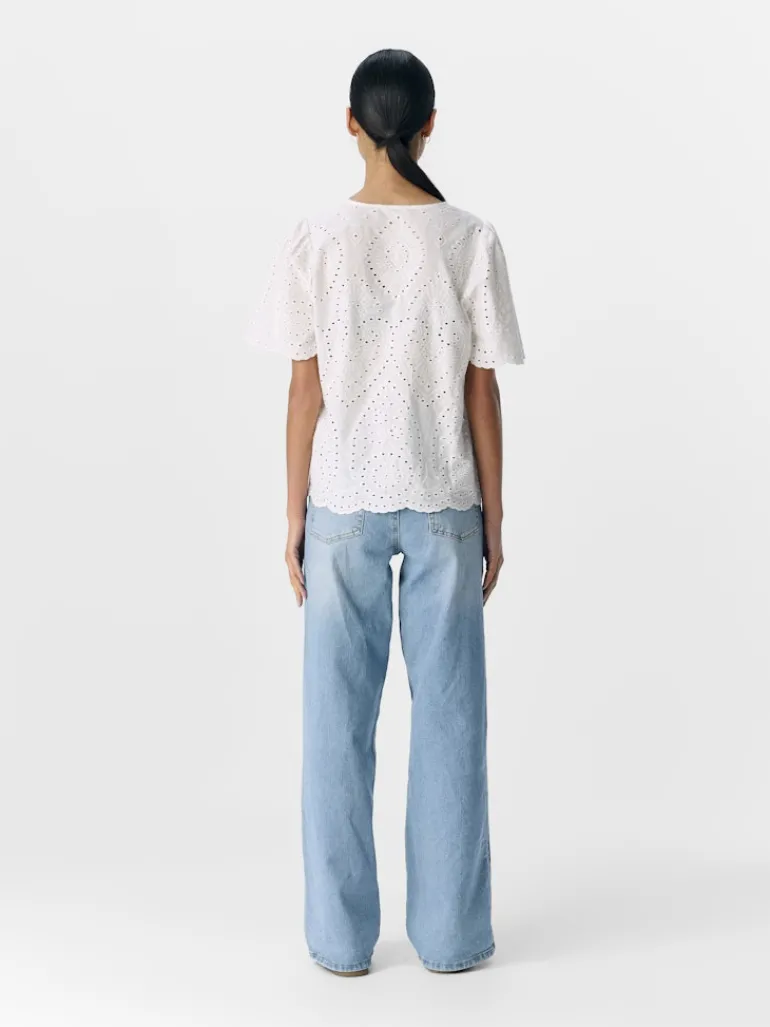 OBJBITTEN S/S RE V-NECK TOP DIV cloud dancer