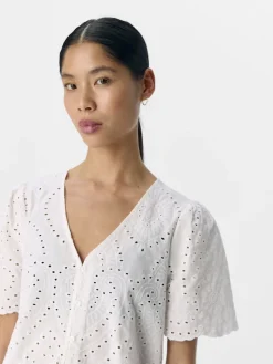 OBJBITTEN S/S RE V-NECK TOP DIV cloud dancer