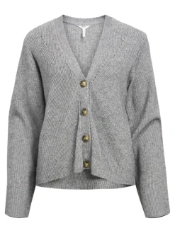 OBJDITTE RE L/S KNIT CARDIGAN NOOS medium grey melange