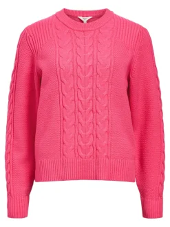 OBJDORIS RE L/S KNIT PULLOVER NOOS hot pink