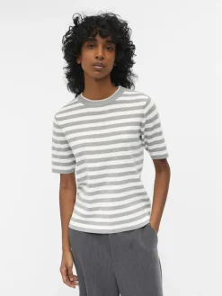 OBJESTER S/S NEW KNIT PULLOVER NOOS light grey melange