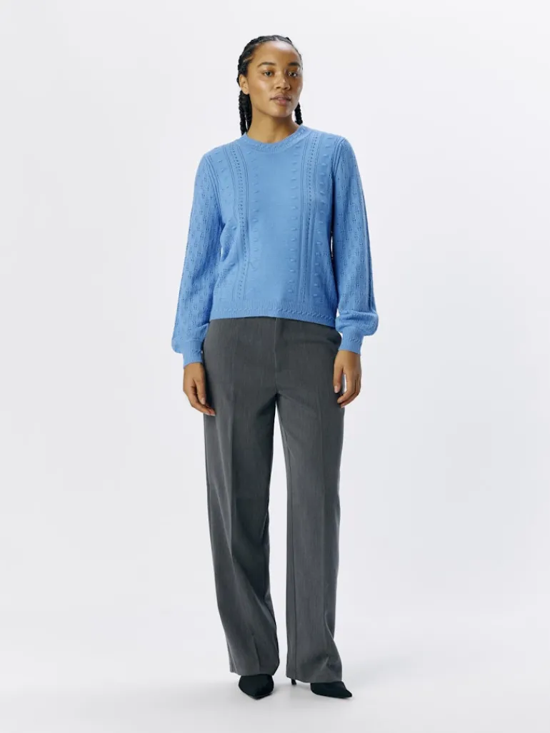 OBJINGE L/S RE O-NECK KNIT NOOS cornflower blue