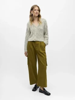 OBJINUK L/S LO KNIT PULLOVER 142 white sand