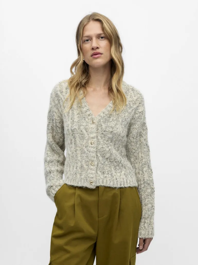 OBJINUK L/S LO KNIT PULLOVER 142 white sand