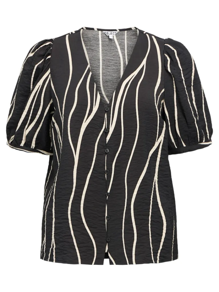 OBJJACIRA S/S V-NECK TOP NOOS black