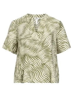 OBJKARINA S/S RE V-NECK TOP NOOS sandshell2