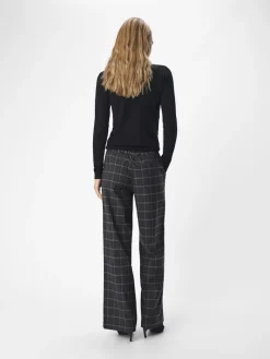 OBJLISA WIDE PANT AOP NOOS dark grey melange