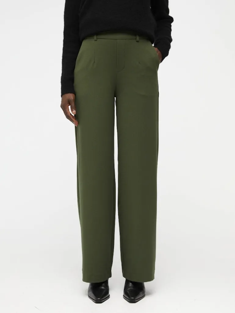 OBJLISA WIDE PANT NOOS dunkelgrün2