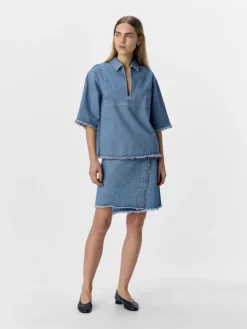 OBJMELIA MW SHORT SKIRT 138 light blue denim