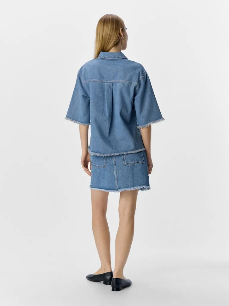 OBJMELIA MW SHORT SKIRT 138 light blue denim