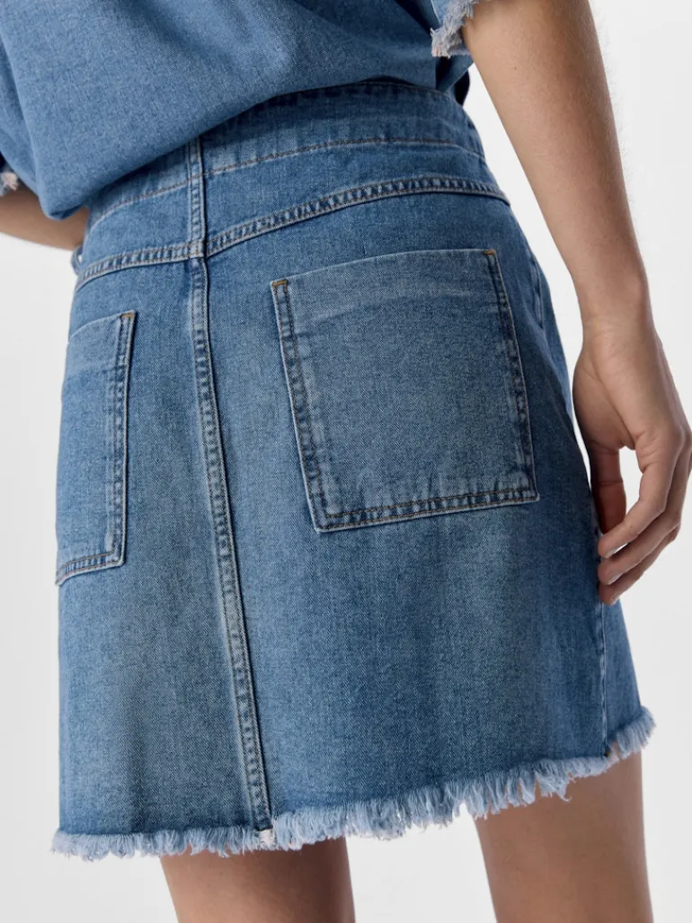 OBJMELIA MW SHORT SKIRT 138 light blue denim