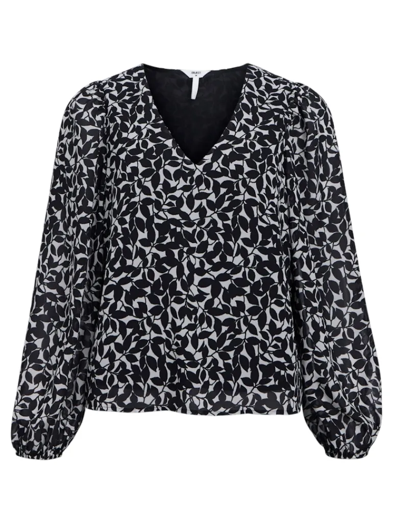 OBJMILA RE L/S V-NECK TOP NOOS sandshell
