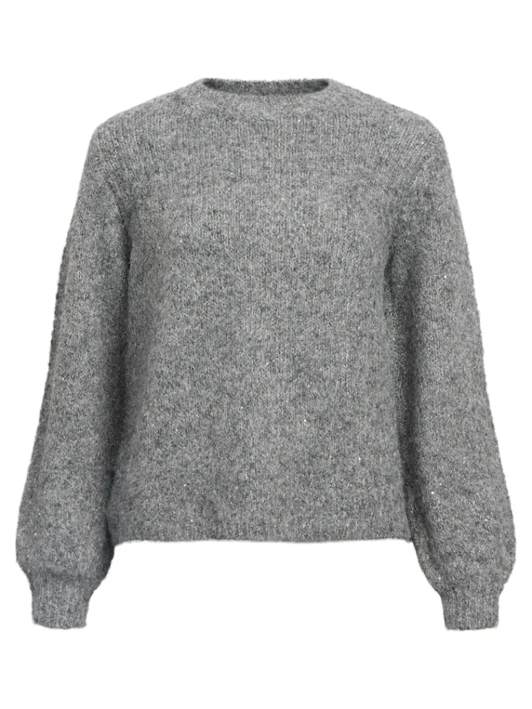 OBJNANA L/S LO KNIT PULLOVER 141 DIV medium grey melange