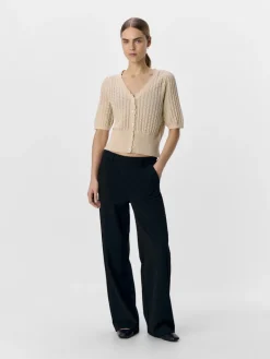 OBJNOEMI KNIT 2/4 RE CARDIGAN 138 sandshell