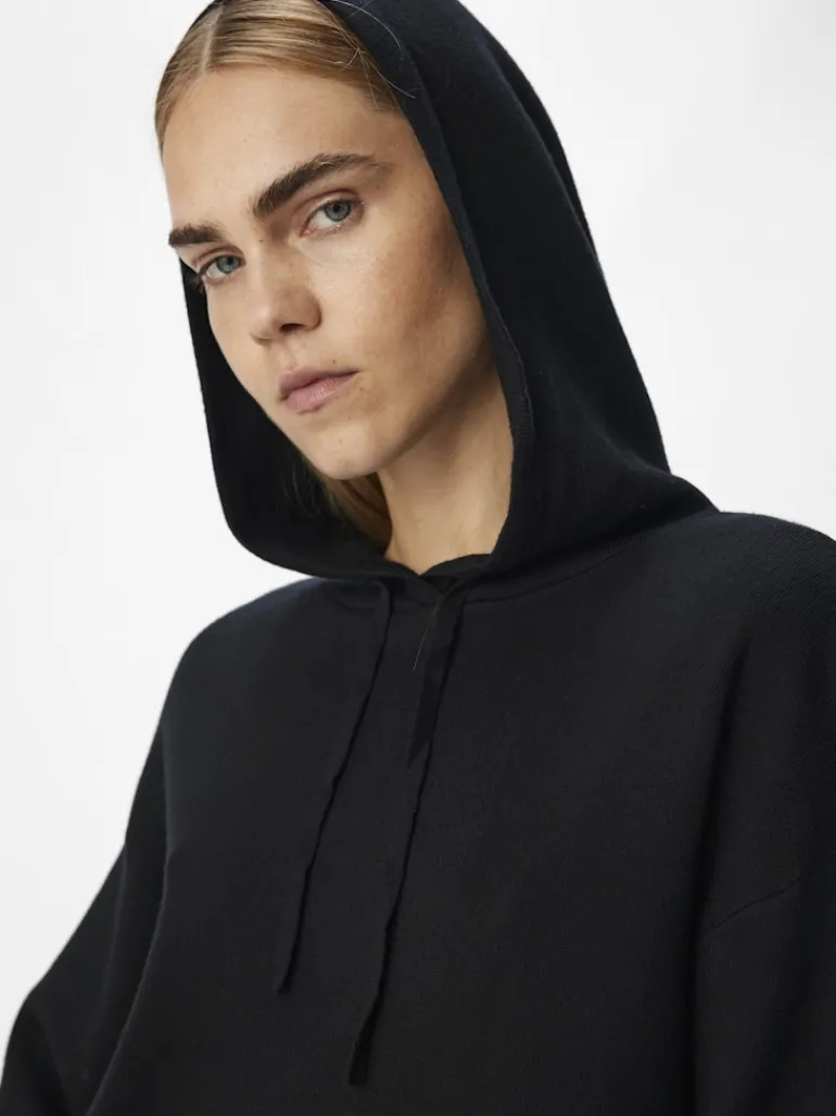 OBJREYNARD L/S LO KNIT HOODIE DIV black