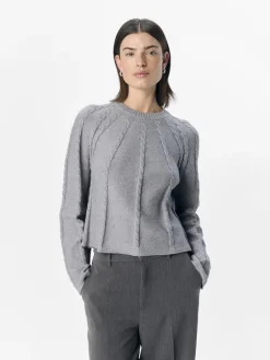 OBJSADIE L/S RE PULLOVER E AW FAIR 24 light grey melange
