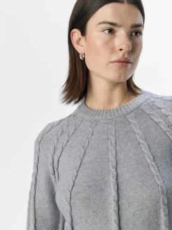 OBJSADIE L/S RE PULLOVER E AW FAIR 24 light grey melange