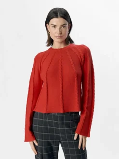 OBJSADIE L/S RE PULLOVER E AW FAIR 24 flame scarlet