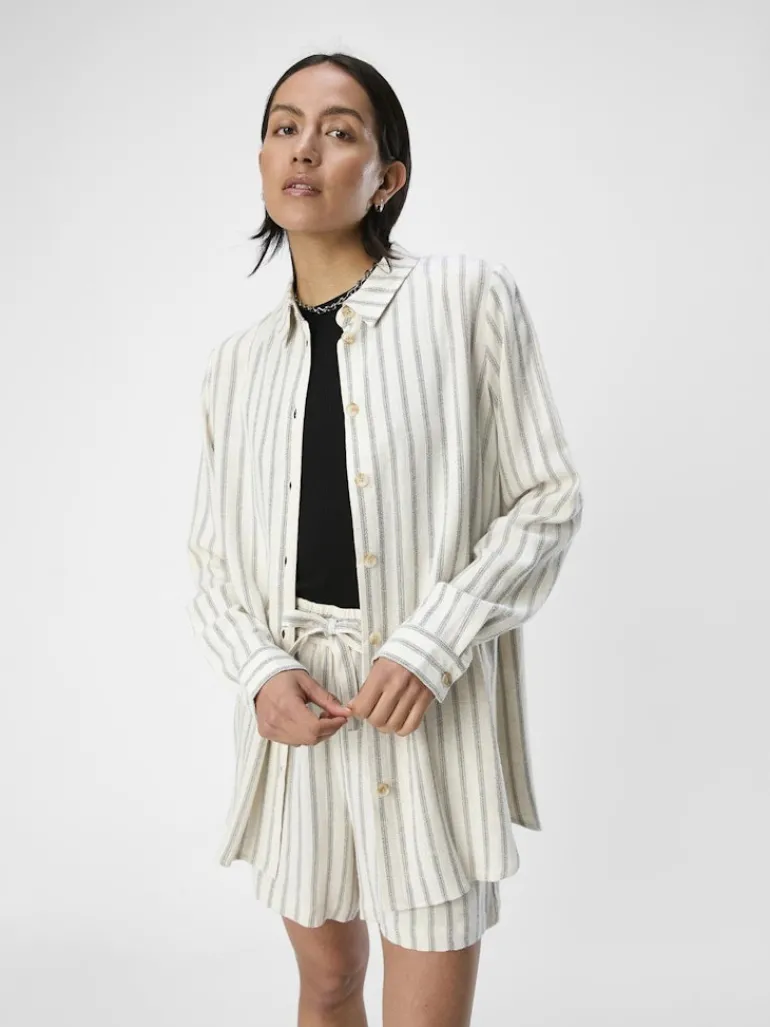 OBJSANNE L/S SHIRT AOP NOOS sandshell