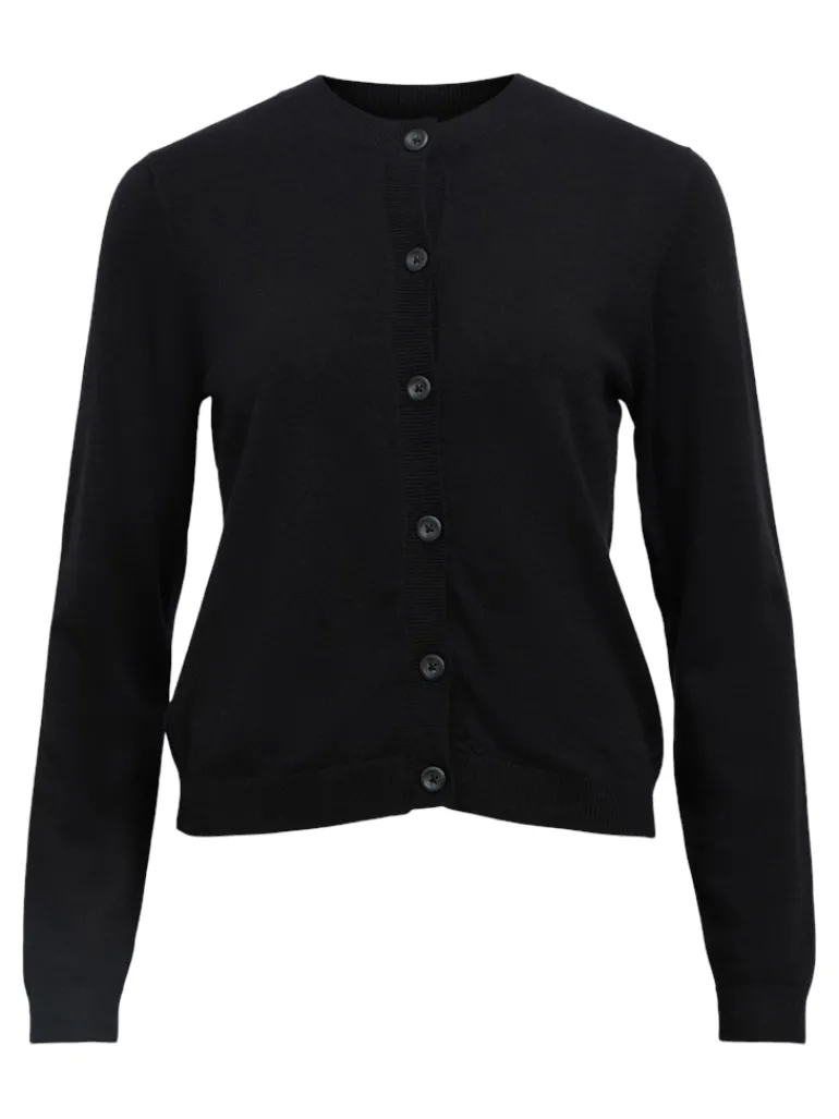 OBJTHESS L/S SHORT CARDIGAN NOOS black