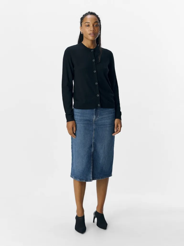 OBJTHESS L/S SHORT CARDIGAN NOOS black