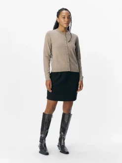 OBJTHESS L/S SHORT CARDIGAN NOOS desert taupe
