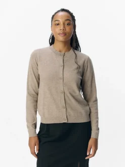 OBJTHESS L/S SHORT CARDIGAN NOOS desert taupe