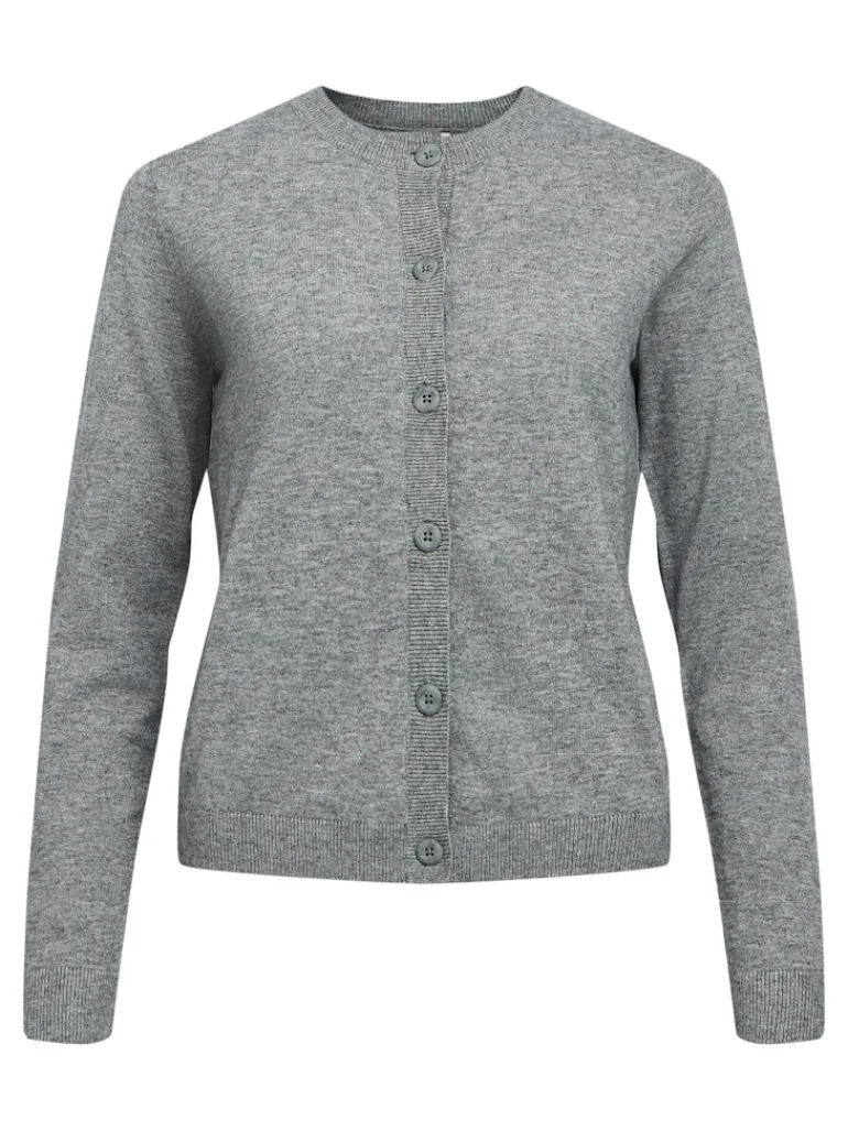 OBJTHESS L/S SHORT CARDIGAN NOOS medium grey melange