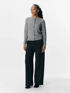 OBJTHESS L/S SHORT CARDIGAN NOOS medium grey melange