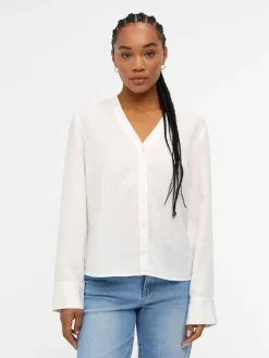 OBJTILDA L/S V-NECK SHIRT NOOS cloud dancer