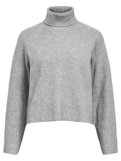 OBJVIOLA LS LO ROLLNECK KNIT NOOS medium grey melange