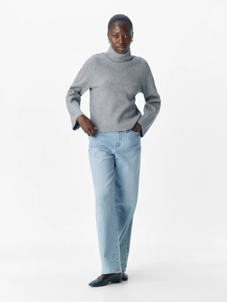 OBJVIOLA LS LO ROLLNECK KNIT NOOS medium grey melange