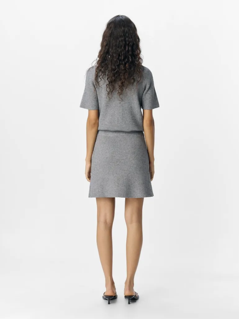 OBJVIOLA MW RE SHORT KNIT SKIRT NOOS medium grey melange