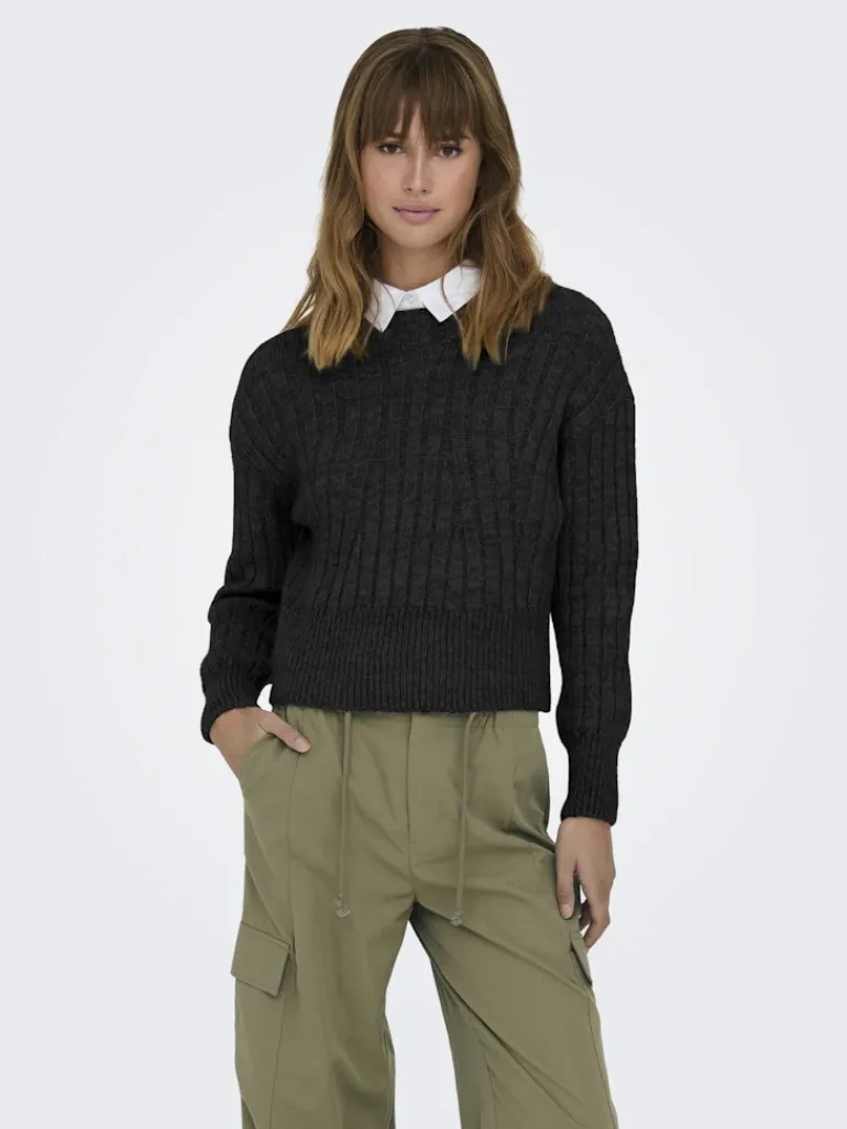 ONLAGNES LS RIB HIGHNECK CC KNT black