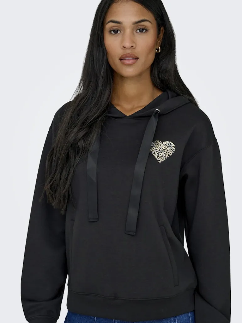 ONLALINA L/S PRINT HOOD SWT black