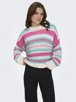 ONLALYSSA LIFE LS STRIPE O-NECK CC KNT birch