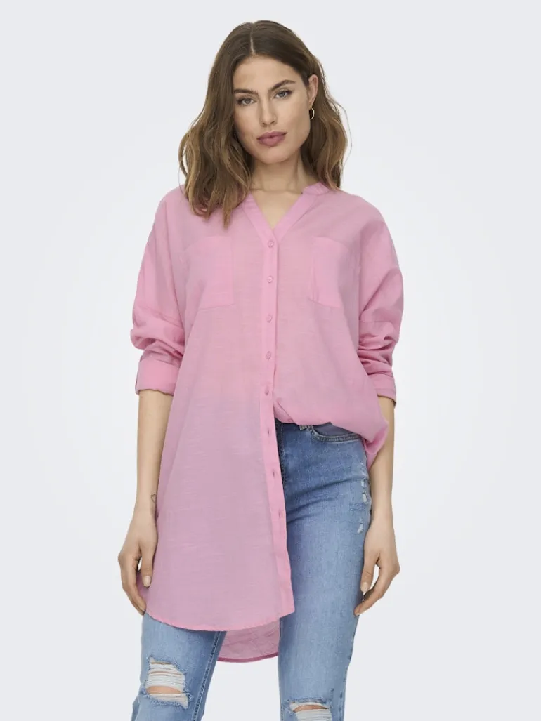ONLAPELDOORN SOLID V-NECK L/S SHIRT NOOS begonia pink