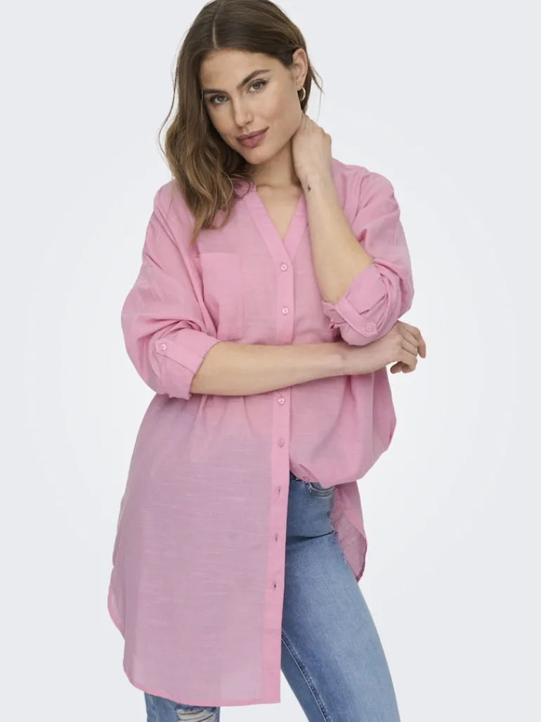 ONLAPELDOORN SOLID V-NECK L/S SHIRT NOOS begonia pink