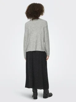 ONLARIZONA LS SEQUINS V-NECK PUL KNT light grey melange