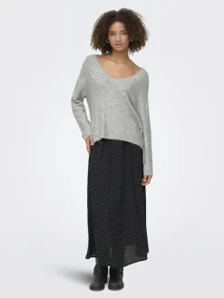 ONLARIZONA LS SEQUINS V-NECK PUL KNT light grey melange