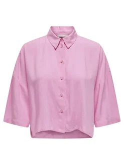 ONLASTRID LIFE 2/4 CROP SHIRT WVN NOOS begonia pink