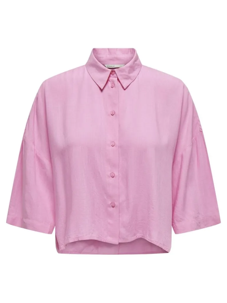 ONLASTRID LIFE 2/4 CROP SHIRT WVN NOOS begonia pink