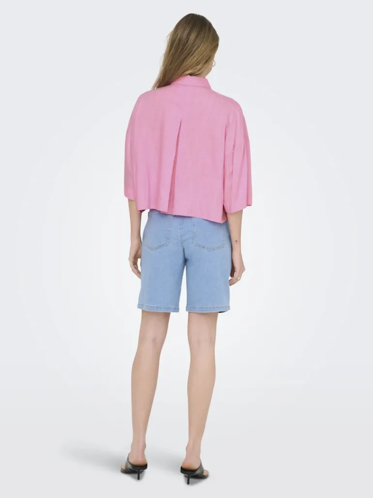 ONLASTRID LIFE 2/4 CROP SHIRT WVN NOOS begonia pink