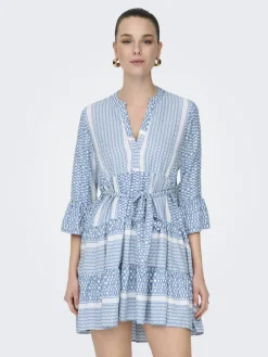ONLATHENA LIFE 3/4 SHORT DRESS WVN NOOS coronet blue