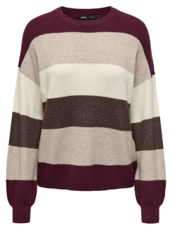 ONLATIA LIFE L/S STRIPE PULLOV KNT NOOS zinfandel