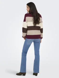 ONLATIA LIFE L/S STRIPE PULLOV KNT NOOS zinfandel