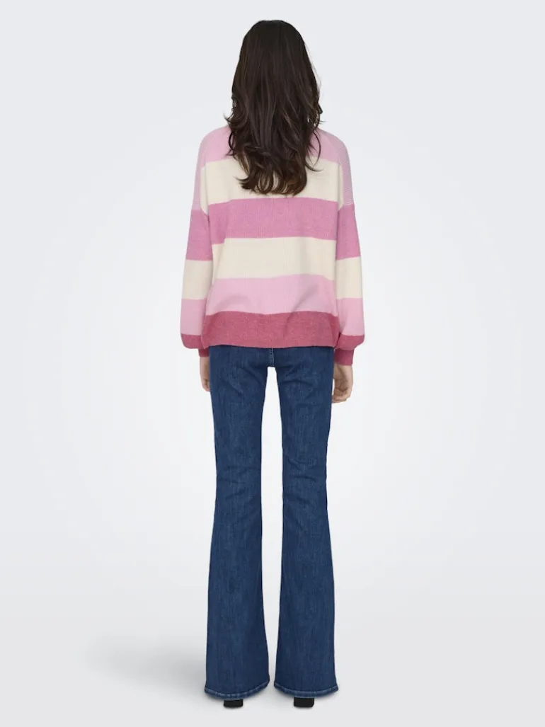 ONLATIA L/S STRIPE PULLOV KNT NOOS pink lady