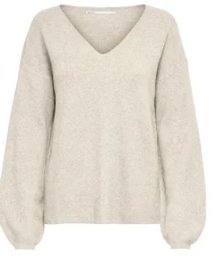ONLATIA V-NECK L/S PULLOVER CC KNT almond milk