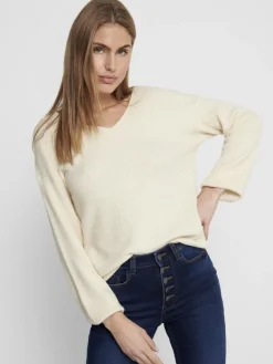 ONLATIA V-NECK L/S PULLOVER CC KNT almond milk