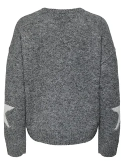 ONLAZU LS STAR O-NECK KNT dark grey melange